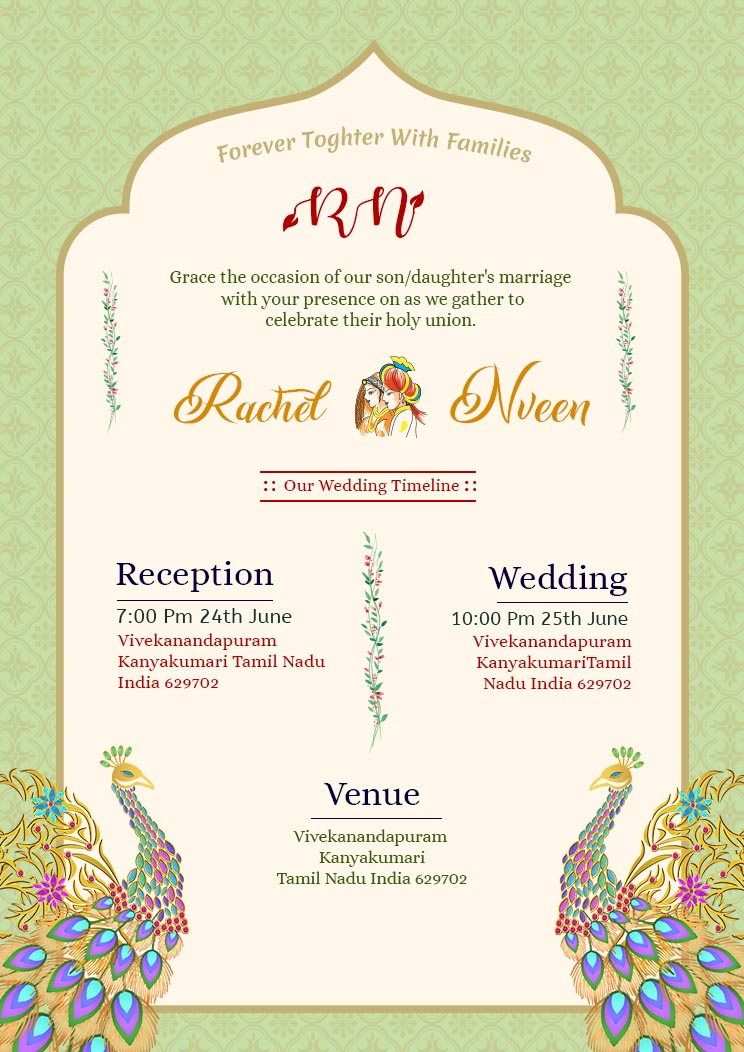 South Indian Wedding Invitation Card Template
