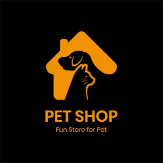 Black And Golden Colored Pet Shop Brand Logo