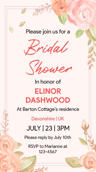 Simple Bridal Shower Invitation Card