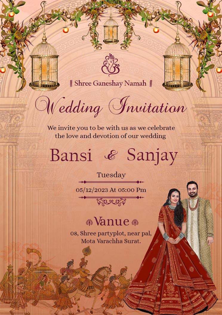 Traditional Dazzling Brown Texture Wedding Invitation Templates