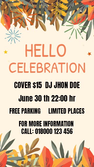 Hello Celebration Party Invitation Template