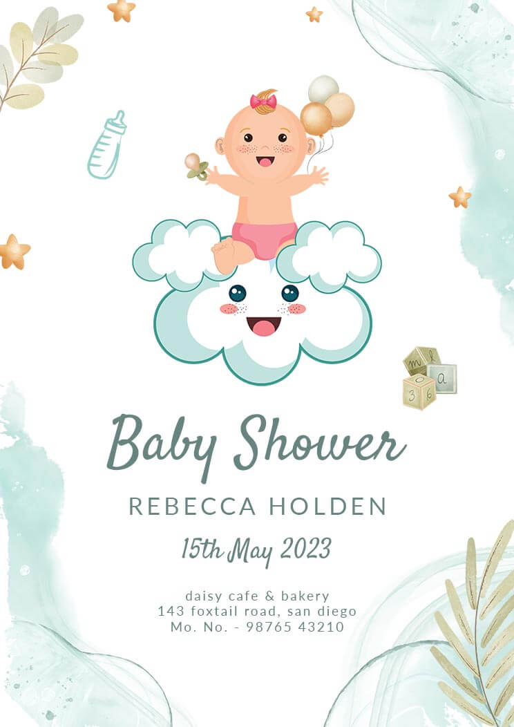 Minimal Free Baby Shower Invitation Card