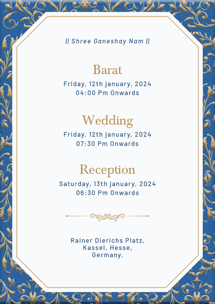 Gujarati Wedding Invitation Traditional Card
