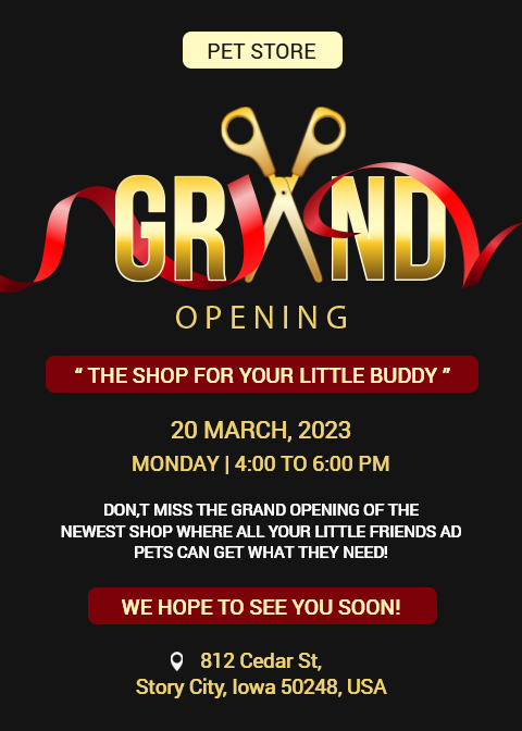 Online Grand Opening Ceremony Invitation Card