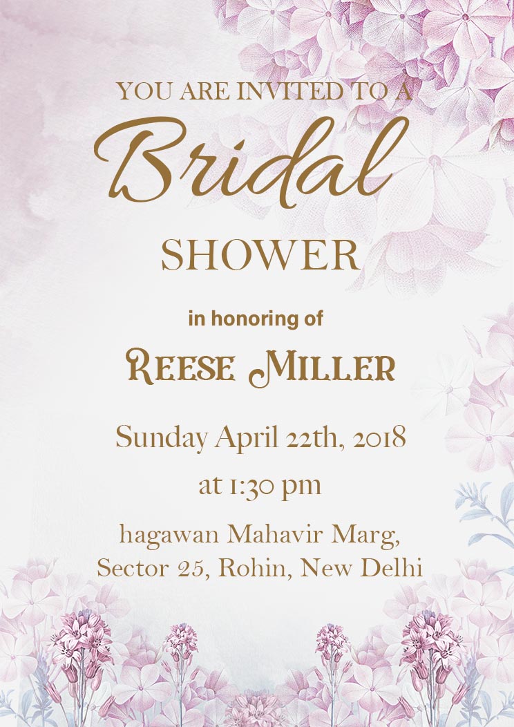 Bridal Shower Party Invitation | Light Purple Floral