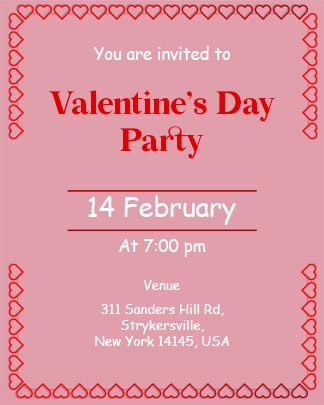 Simple Valentines Day Party Invitation Portrait