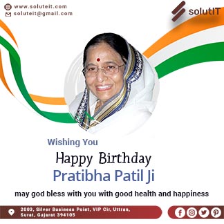 Pratibha patil Pale blue and white  classic  Happy Birthday tribute white background