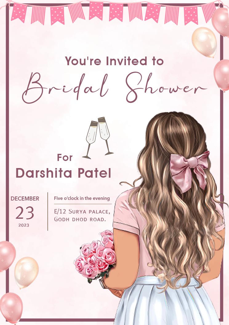 Bridal Shower A4 Invitation Card