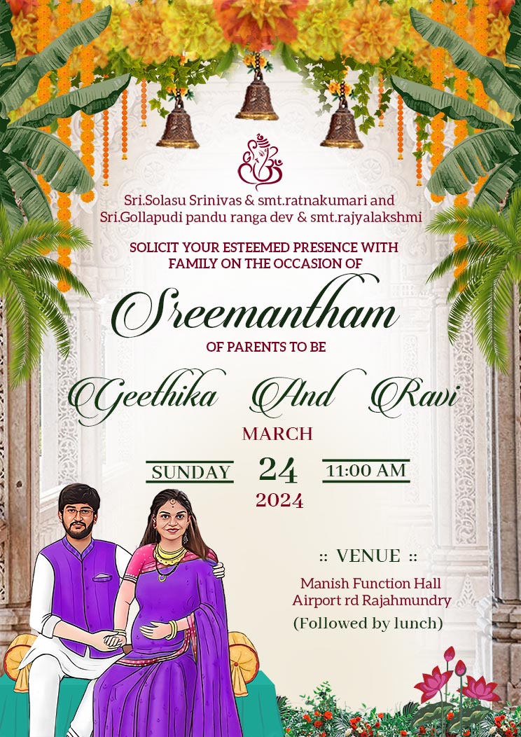 Sreemantham Ceremony Invitation Card