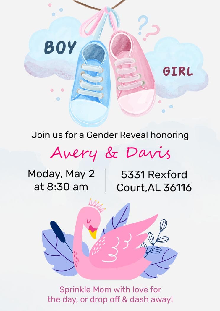 Creating Minimalist A4 Gender Reveal Party Invitation Card