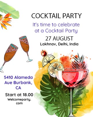 Celebrate Cocktail Party Portrait Invitation Card