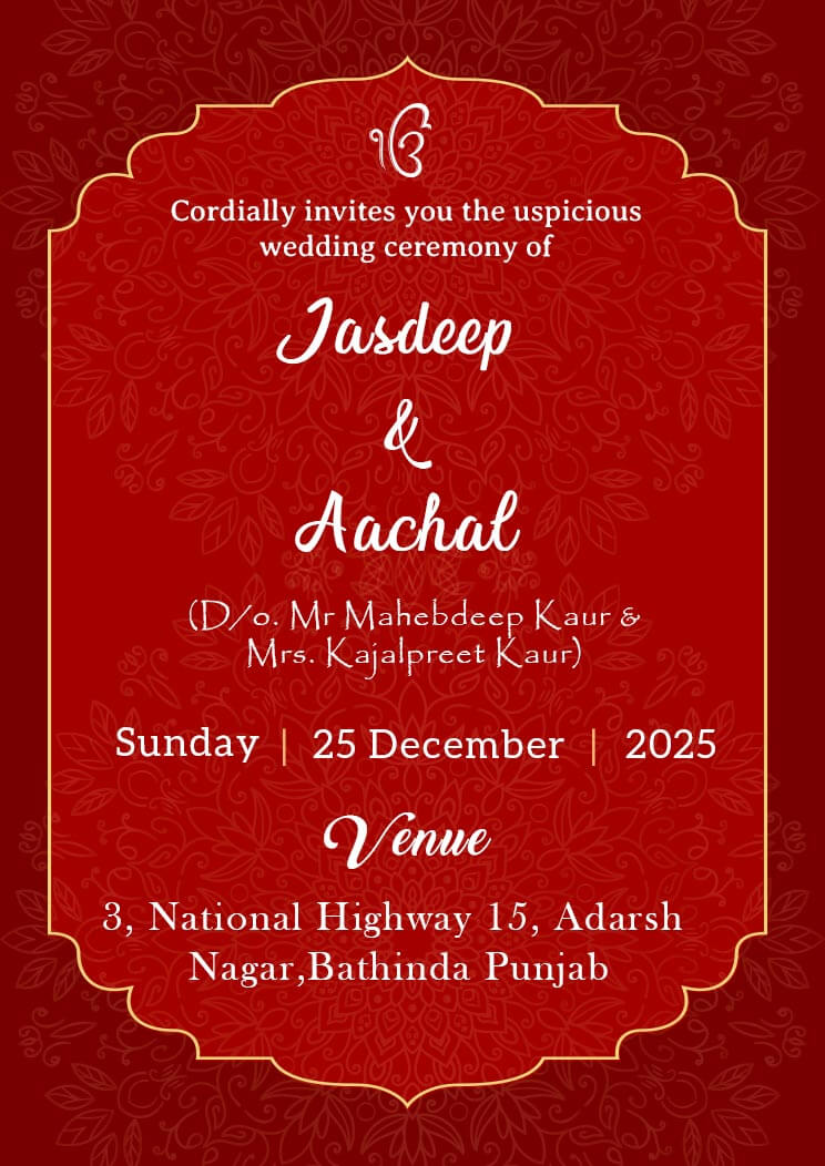 Free Panjabi Wedding Invitation Template