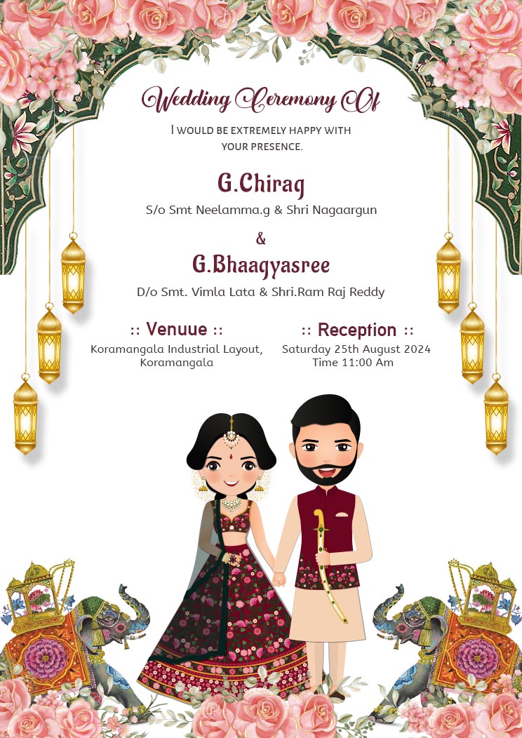 Traditional Wedding Caricature Invitation
