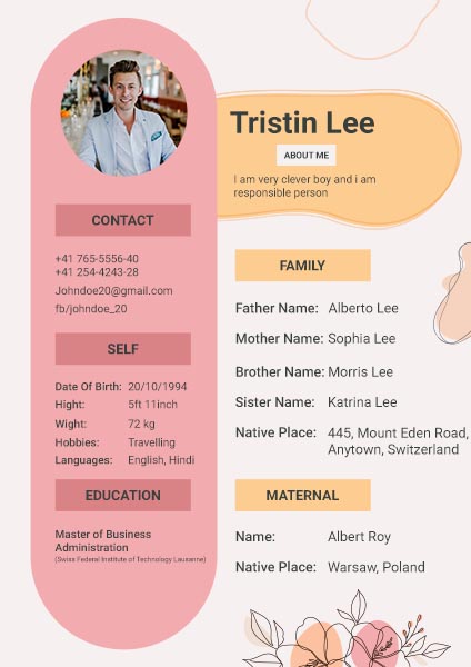 Biodata Template for Marriage