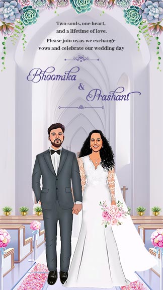caricatures for Indian marriage invitations