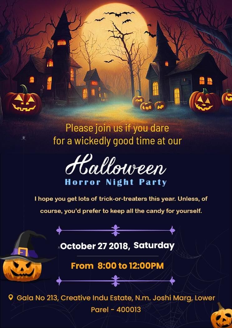Halloween Night Party A4 Invitation Card