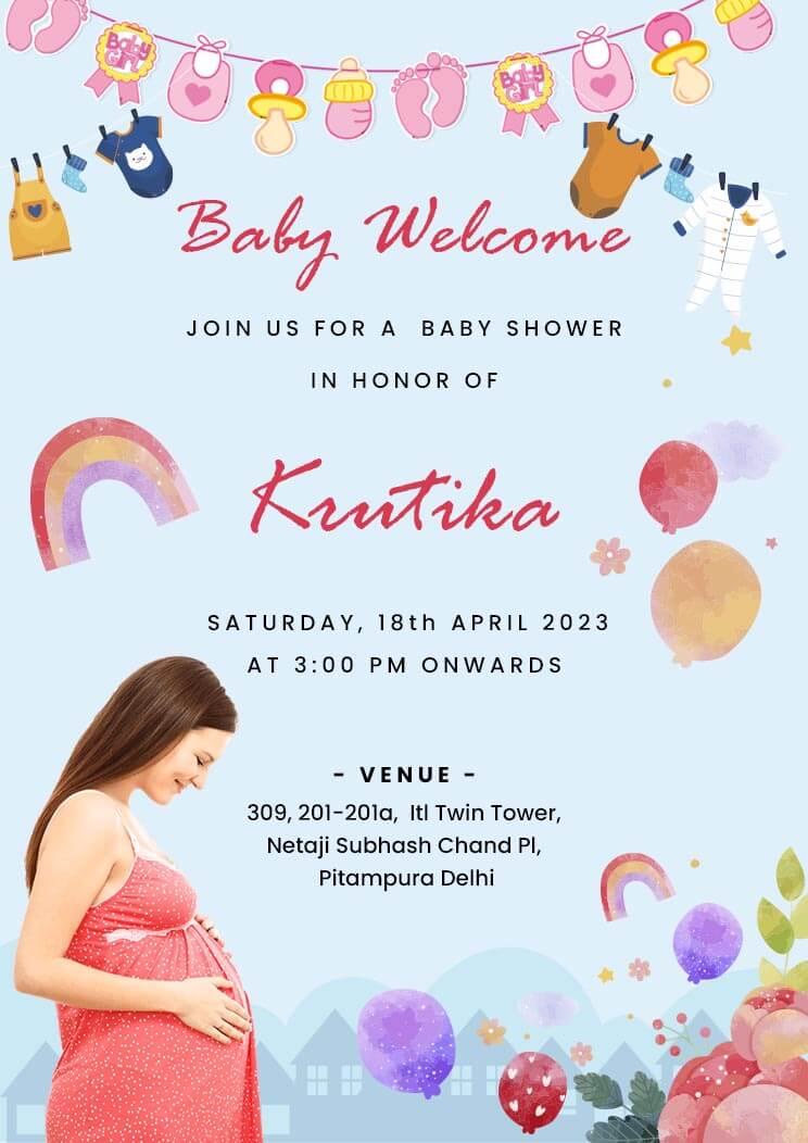 Simple Baby Shower A4 Invitation Template