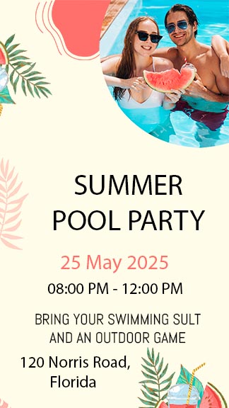 Summer Pool Party Celebration Instagram Story Template