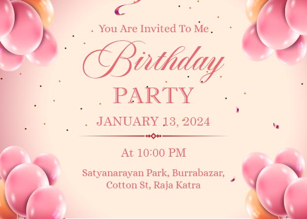 Abstract Pink Stylish Birthday Party Landscape Invitation