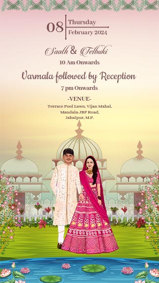 Luxury Caricature Indian Wedding Invitation Story Template