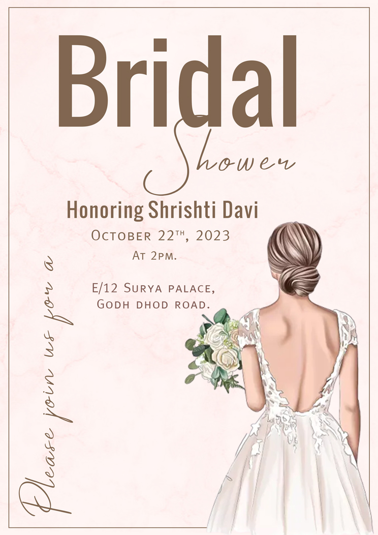Simple Bride To Be Digital Bridal Shower A4 Invitation Template
