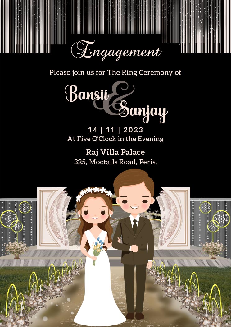 Caricature Engagement Invitation Card