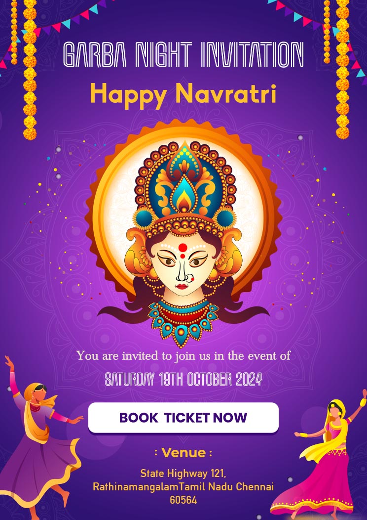Happy Navratri Garba Night Invitation Card