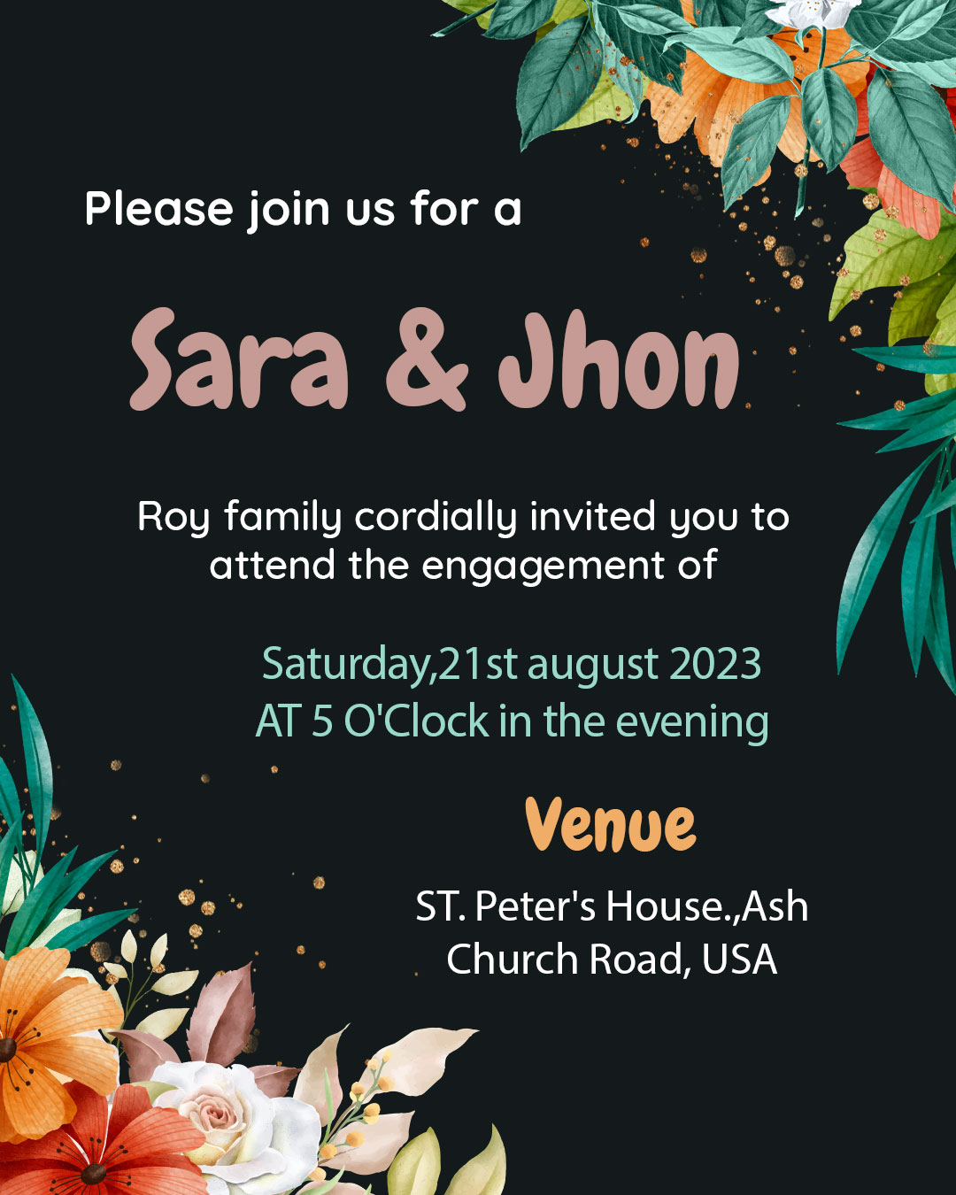 Hindu Engagement Invitation Card