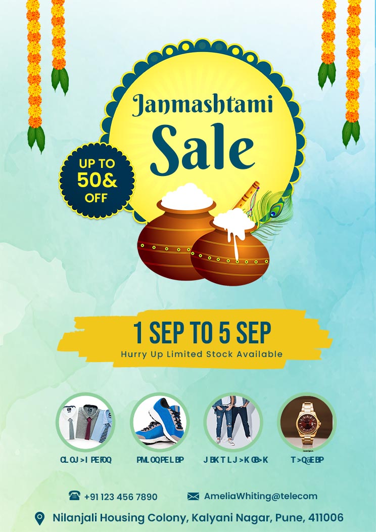 Happy Janmashtami A4 Offer Template