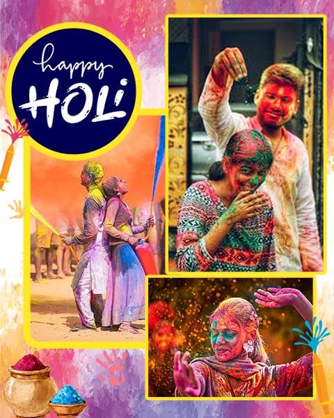 Happy Holi Photo Collage Post