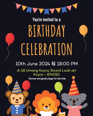 Animal Birthday Party Invitation Card