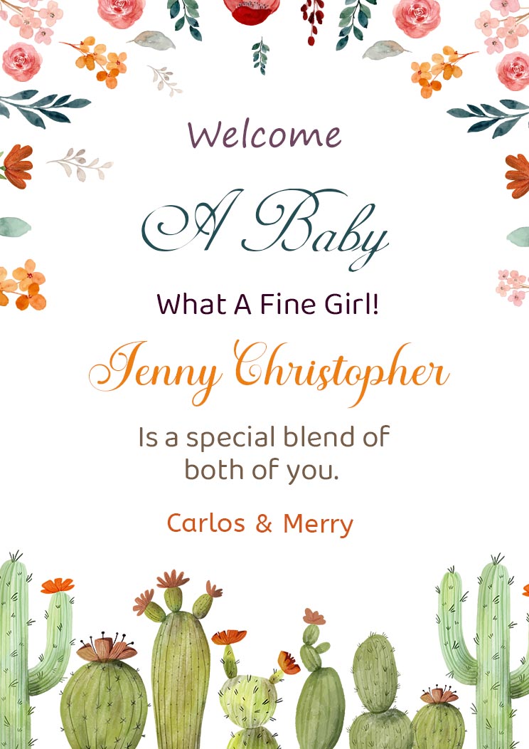 New Born Baby Wishes Card Maker Template