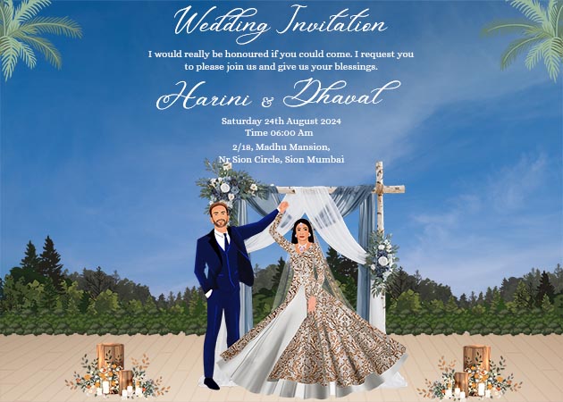 Caricature Wedding Invitation Landscape Card