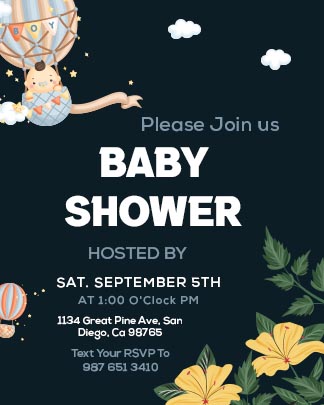 Free Editable Baby Shower Invitation Portrait Card