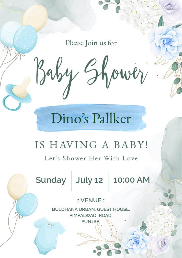 Floral Baby Shower Invitation Card Template
