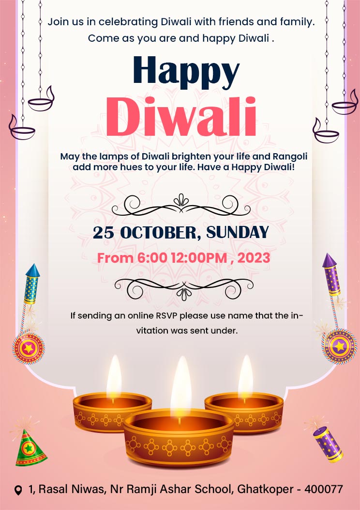 Diwali Celebration A4 Invitation Card