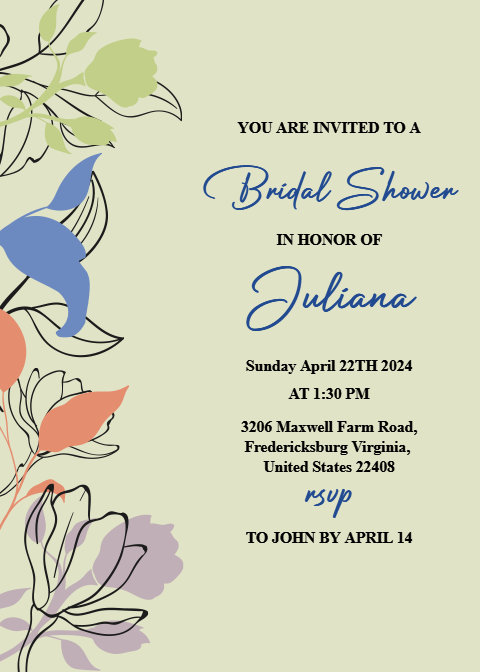 Free Bridal Shower Function Invitation Card