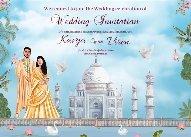 Colorful Wedding Invitation Landscape Template