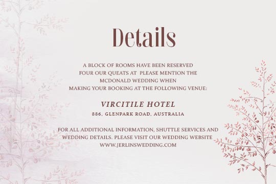 Free Wedding Details Invitation Card