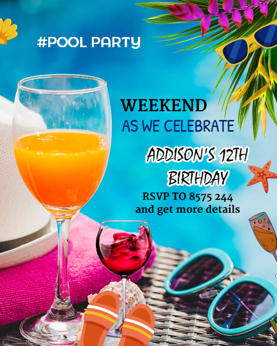 Download Free Summer Pool Party Invitation Card