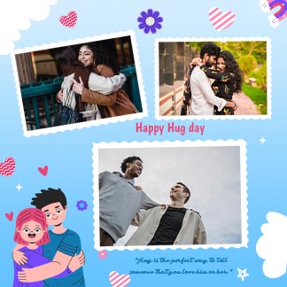Happy Hug Day Instagram Photo Collage Template