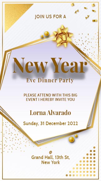 New Year Dinner Party Invitation Card