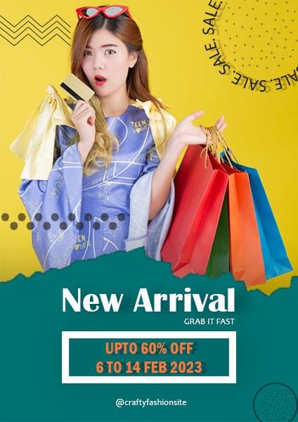Yellow green Texture Women Fashion Arrival Sixty Present Off Simple and Creative Flyer Template