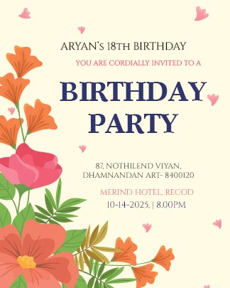 Free Colourful Birthday Party Invitation Card