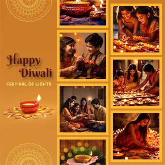 Diwali Gold Festival Photo Collage Post
