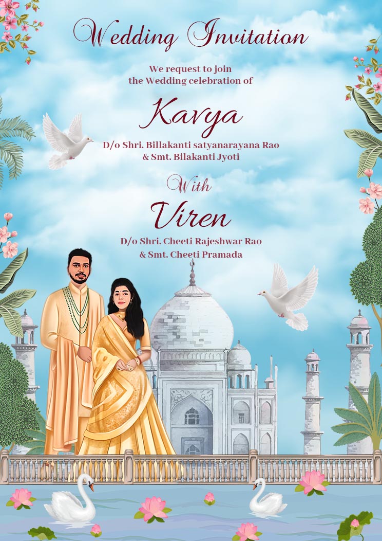 Taj Mahal Themed Wedding Invitation Template