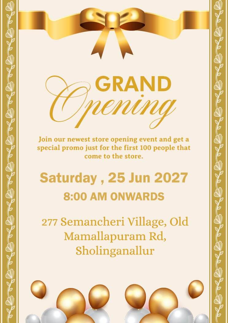 A4 Invitation Card For Grand Opening