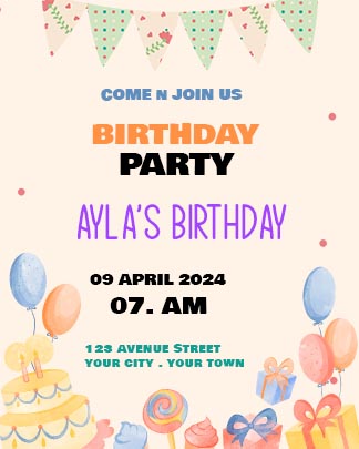 Birthday Party Colorful Invitation Card
