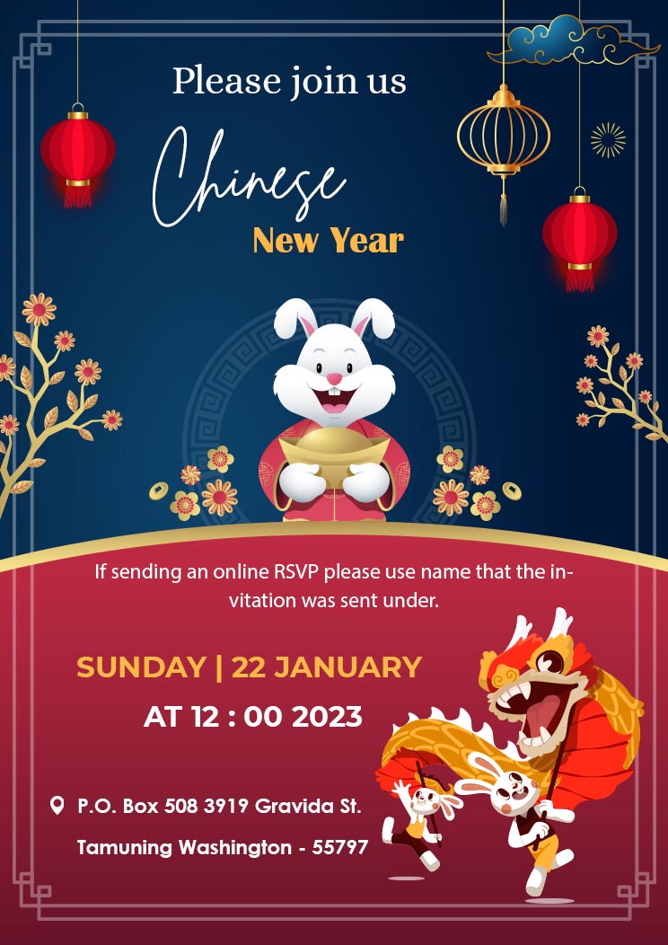 Chinese New Year A4 Invitation Card