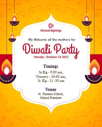 Diwali Party Invitation Portrait Template